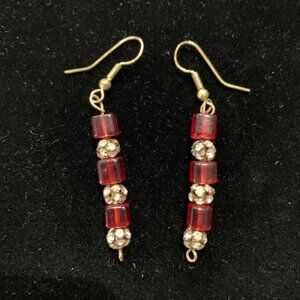 Women's Red and Gold Dangle Earrings